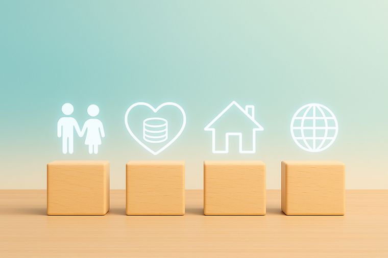 Foto: Icons zu Personen, Herz, Haus und Globus