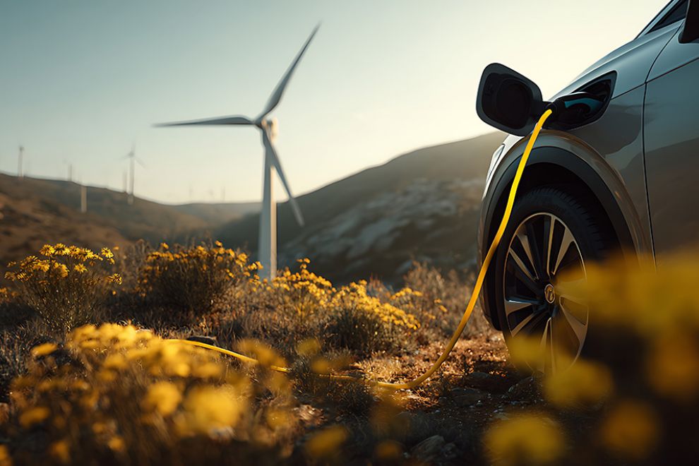 Foto: Auto mit Ladekabel